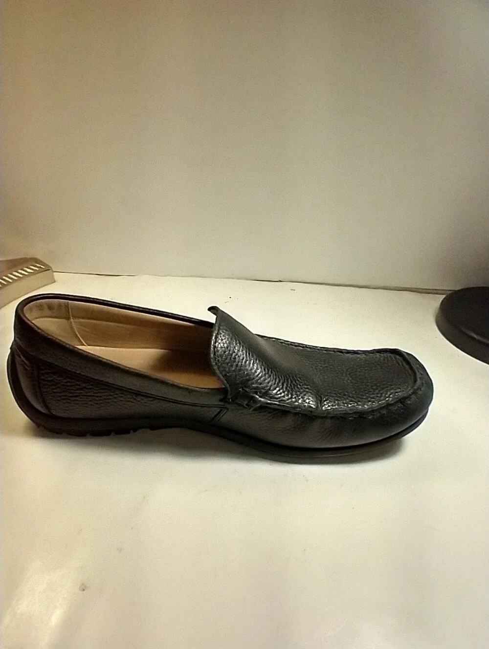 Ecco Black Leather Flex Sole Driving Moc Loafers Men's sz 10(44).